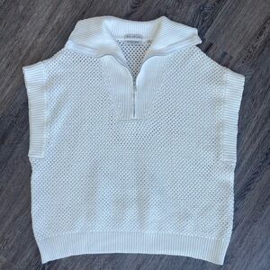 Scotch & Soda | White Open Knit Polo Quarter Zip Sweater